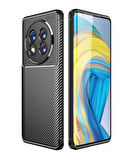 Honor Magic 7 Lite Uyumlu Silikon Kılıf Karbon Desenli Kamera Korumalı Darbe Emici Autofocus Kapak