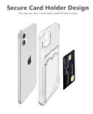 Apple iPhone 12 Mini Kılıf Darbe Emici Köşe Korumalı Kartlıklı Cüzdanlı Silikon Kapak - Füme