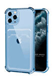 Apple iPhone 11 Pro Kılıf Kartlıklı Cüzdanlı Şeffaf Silikon Kapak - Extra Güçlendirilmiş Kenar