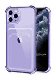 Apple iPhone 11 Pro Max Kılıf Kartlıklı Cüzdanlı Şeffaf Silikon Kapak - Extra Güçlendirilmiş Kenar