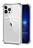 Apple iPhone 13 Pro Max Kılıf Kartlıklı Cüzdanlı Şeffaf Silikon Kapak - Extra Güçlendirilmiş Kenar