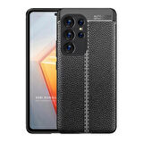 Samsung Galaxy S25 Ultra Silikon Kılıf Deri Desenli Kamera Korumalı Darbe Emici Kapak