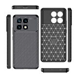 Poco X6 Pro Uyumlu Silikon Kılıf Karbon Desenli Darbe Emici Autofocus Tam koruma Kapak