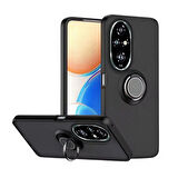 Honor 200 Pro Uyumlu Kılıf Yüzüklü Standlı Extra Darbe Koruma Sert Silikon Kapak - Siyah