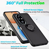 Honor 200 Pro Uyumlu Kılıf Yüzüklü Standlı Extra Darbe Koruma Sert Silikon Kapak - Siyah