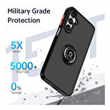 Samsung Galaxy S25 Plus Uyumlu Kılıf Yüzüklü Standlı Extra Darbe Koruma Sert Silikon Kapak - Siyah