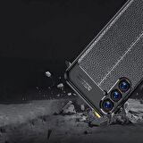 Samsung Galaxy S23 FE Uyumlu Deri Desenli Silikon Kılıf - Extra Darbe Emici Kamera Korumalı Kapak