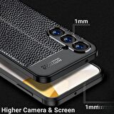 Samsung Galaxy S24 Plus Uyumlu Deri Desenli Silikon Kılıf - Extra Darbe Emici Kamera Korumalı Kapak
