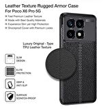 Poco X6 Pro Deri Desenli Silikon Kılıf - Ultra Darbe Emici Kamera Korumalı Kapak