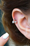 Gümüş Renkli Kiraz Model Halka Piercing Kıkırdak Helix Forward Helix  Lob