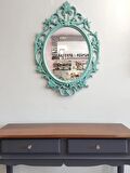 Ayna Denizi Vintage Turquoise Taç Model Turkuaz Renk Dekoratif Ayna
