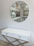 Ayna Denizi Circle Eighty White Model Beyaz Renk Metal Çerçeveli Yuvarlak Dairesel Dekoratif Ayna