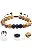 Tibet Akik Kahverengi Siyah Renk Çift Doğal Taş Bileklik Seti