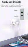 Samsung Galaxy M37 Uyumlu 25W Ultra Hızlı Çoklu Şarj Adaptörü - İthalatçı Garantili - Beyaz