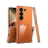 Tecno Camon 50 Ultra Uyumlu Kartlıklı Kılıf Darbe Emici Köşe Korumalı Cüzdanlı Esnek Silikon Kapak - Şeffaf
