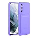Samsung Galaxy A35 Uyumlu Kartlıklı Silikon Kılıf Kamera Korumalı Pastel Renk Esnek Kapak-Lila