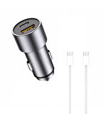 Lightning 40W Araç Çakmaklık  Lightning to Type-C PD kablo Şarj aleti
