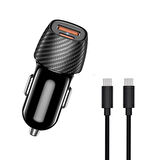 Lightning 40W Araç Çakmaklık  Lightning to Type-C PD kablo Şarj aleti
