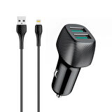 Lightning 40W Araç Çakmaklık  Lightning to Type-C PD kablo Şarj aleti