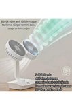 HR001 Çift Kafalı Vntilatör Otomatik Salınımlı Şarjlı Masaüstü ve Duvara Asılabilir Fan Serinletici Led Işıklı Mini Klima