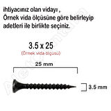 Sivriuçlu Alçıpan Vidası Borazan Siyah Vida 3.5 x 35 MM 100 Adet