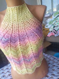 Renkli Halter Yaka Crop Top