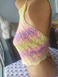 Renkli Halter Yaka Crop Top