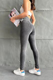 Antrasit Ekstra Yüksek Bel Kot Tayt Pantolon Jeggings