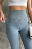 Buz Mavi Ekstra Yüksek Bel Kot Tayt Pantolon Jeggings