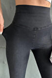 Siyah Ekstra Yüksek Bel Kot Tayt Pantolon Jeggings