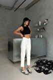 Premium Beyaz Renk Mom Jeans