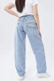 Buz Mavi Premium  Ayarlanabilir Tokalı Baggy Jeans