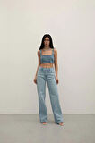 Premium Yıkamalı Wide Leg Jeans