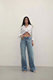 Premium Yıkamalı Wide Leg Jeans