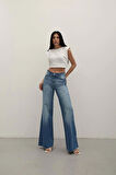 Premium Yıkamalı Wide Leg Jeans