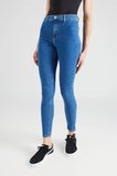 Mid Blue Yüksek Bel Skinny Fit Jean Likralı Cepsiz Tayt Pantolon