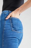 Mid Blue Yüksek Bel Skinny Fit Jean Likralı Cepsiz Tayt Pantolon