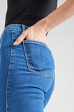 Mid Blue Yüksek Bel Skinny Fit Jean Likralı Cepsiz Tayt Pantolon