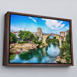 Beyaz Çerçeveli Mostar Köprüsü Kanvas Duvar Tablosu