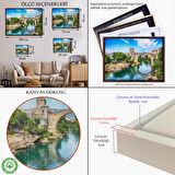 Beyaz Çerçeveli Mostar Köprüsü Kanvas Duvar Tablosu