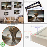 Kahverengi Çerçeveli Fil Dekoratif Kanvas Tablo