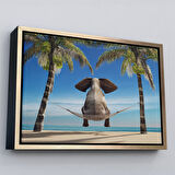 Beyaz Çerçeveli Fil Dekoratif Kanvas Tablo