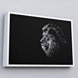 Kahverengi Çerçeveli Aslan Dekoratif Kanvas Tablo