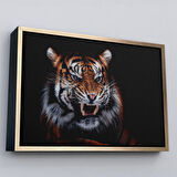 Altın Çerçeveli Kaplan Dekoratif Kanvas Tablo