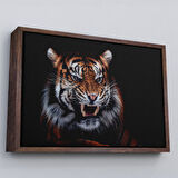 Altın Çerçeveli Kaplan Dekoratif Kanvas Tablo