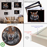 Altın Çerçeveli Kaplan Dekoratif Kanvas Tablo