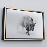 Beyaz Çerçeveli Bizon Dekoratif Kanvas Tablo