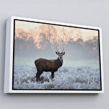 Altın Çerçeveli Geyik Dekoratif Kanvas Tablo