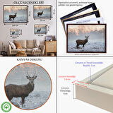 Altın Çerçeveli Geyik Dekoratif Kanvas Tablo