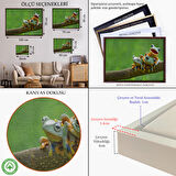 Siyah Çerçeveli Küçük Kurbağalar Dekoratif Kanvas Tablo